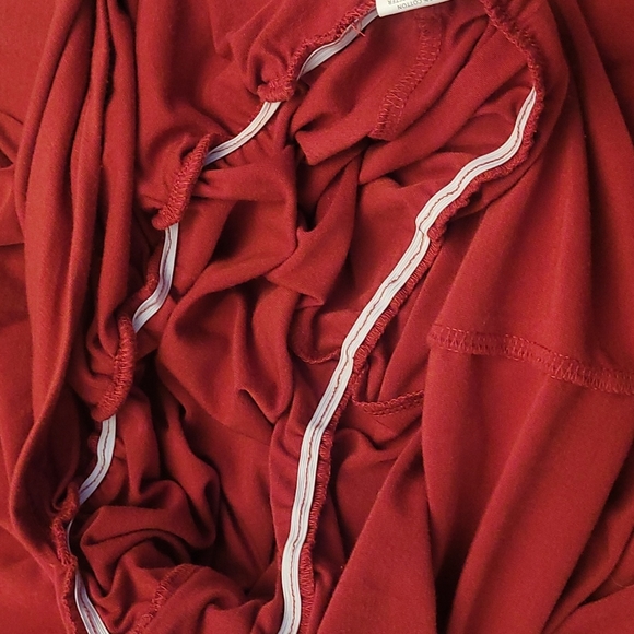 EUC YIDARTON Dark Red Short Sleeve Faux Wrap Dress - Picture 14 of 14